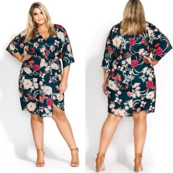 City Chic Dresses & Skirts - City Chic Ikebana Floral Dress Size 24
